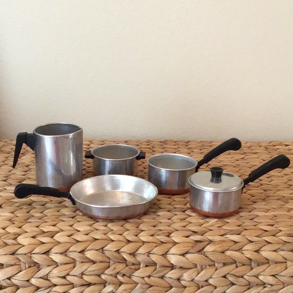 Vintage Toy Revere Pots and Pans, 6 Pieces